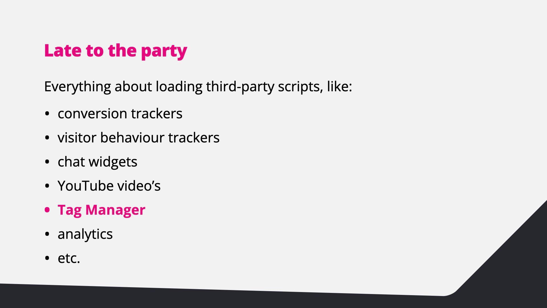 The same list, with Tag Manager highlighted.