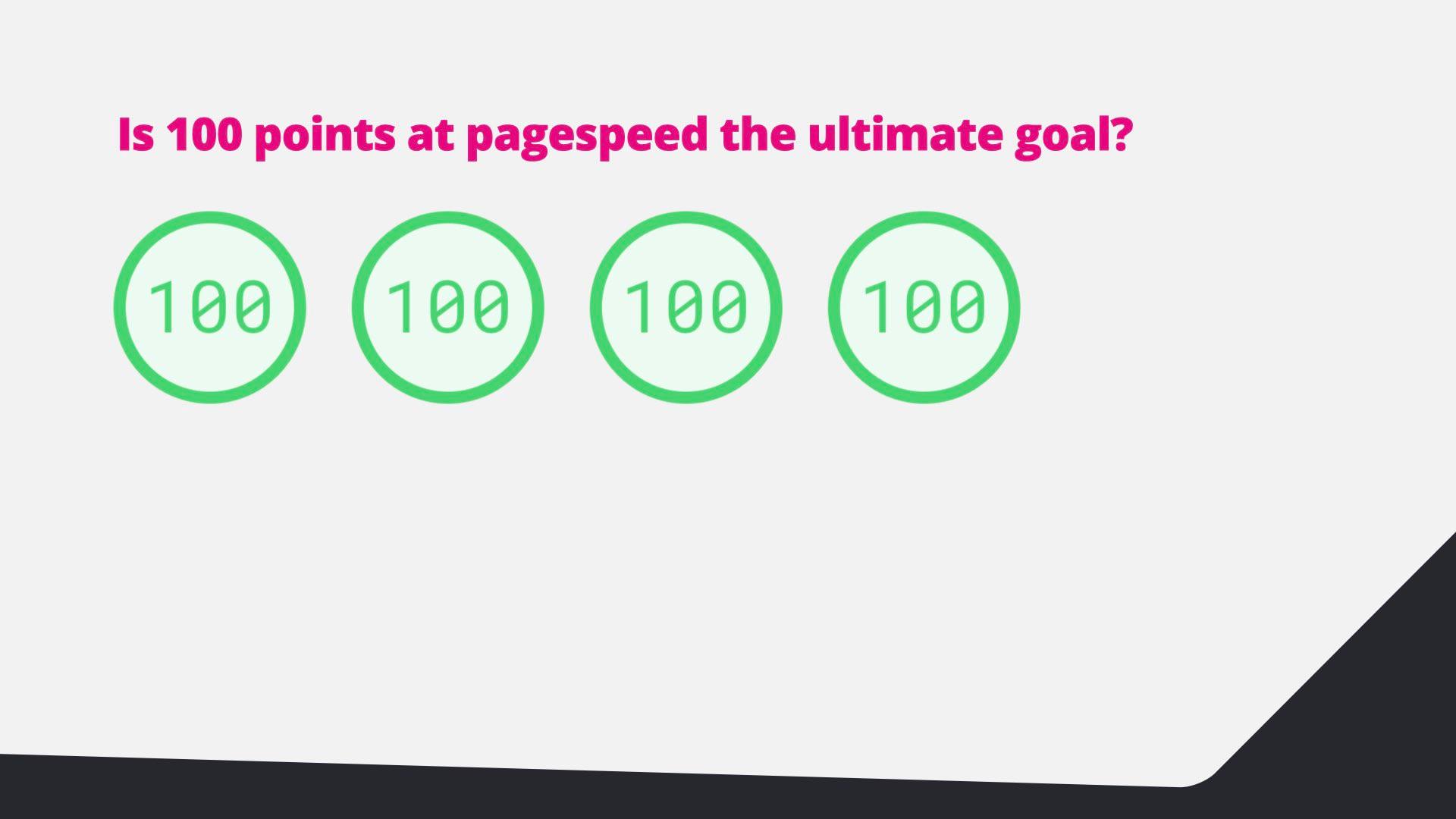 Is 100 points on PageSpeed the ultimate goal? Four perfect 100 scores.